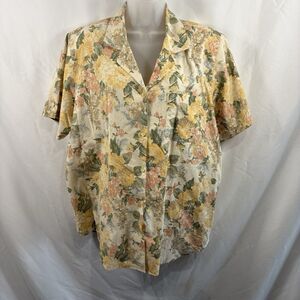Vtg Alfred Dunner 18 Floral Button-Up Shirt Women's Boho Cottagecore Grandmacore